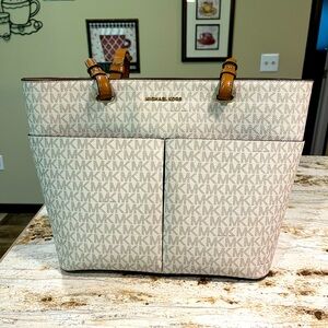 Michael Kors Signature Beige and Brown Tote